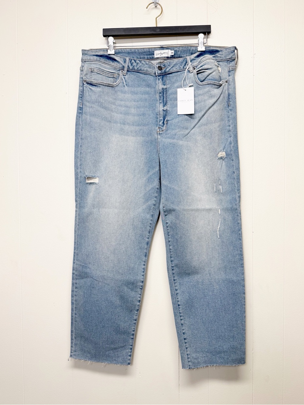 NEW CARLY JEAN LOS ANGELES CJLA Chrissy Jeans Light Wash Distressed 3X